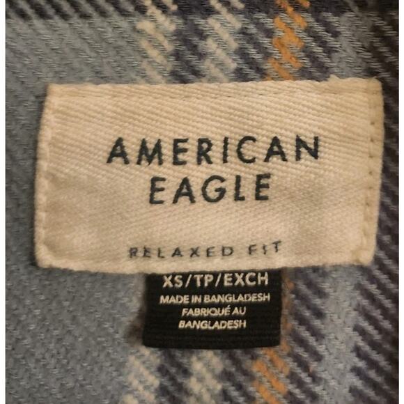 American Eagle Shirt XS Blue Plaid Flannel Relaxed‎ Fit Button-down - Picture 3 of 10